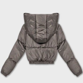 Krótka kurtka zimowa puffer J Style szarobeżowa (5M3260-105)