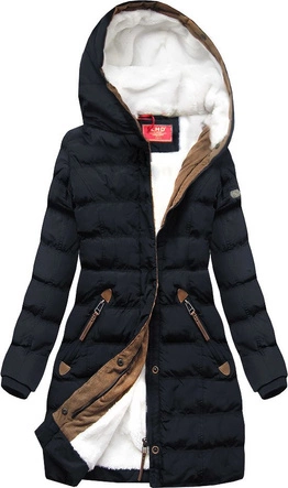 PIKOWANA KURTKA Z KAPTUREM GRANATOWA (A913)