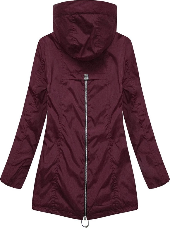 DŁUŻSZA KURTKA Z KAPTUREM BORDOWA (B9515)