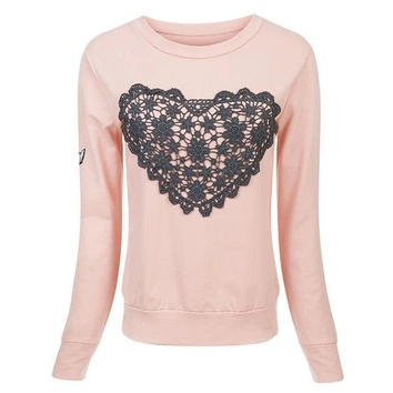 BLUZA Z AŻUROWYM SERCEM ŁOSOSIOWA (GOOD17)