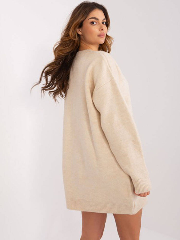 Swetrowa sukienka oversize Rue Paris jasny beż (0568)