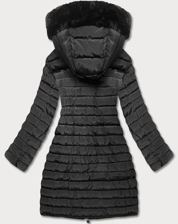 Kurtka pikowana z kapturem czarna (l22-9865-1)