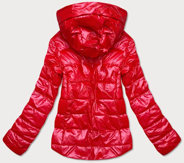 Metaliczna kurtka z kolorową podszewką czerwona (w708)