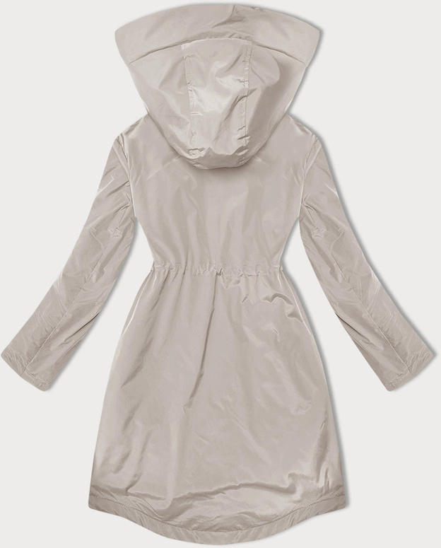 Lekko ocieplana kurtka damska z kapturem LHD jasny beżowy (LHD-24589)