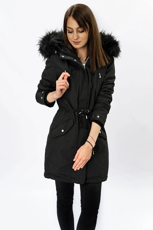 DAMSKA PARKA ZIMOWA NA MISIU CZARNA (W378)