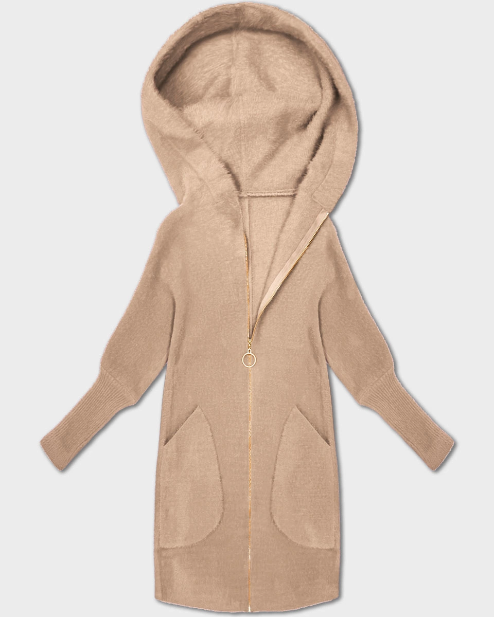 Narzutka kurtka alpaka z kapturem jasny beżowy (19905.1)