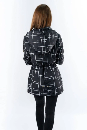 DWUSTRONNA KURTKA PARKA DAMSKA CZARNO-BIAŁA (W657)