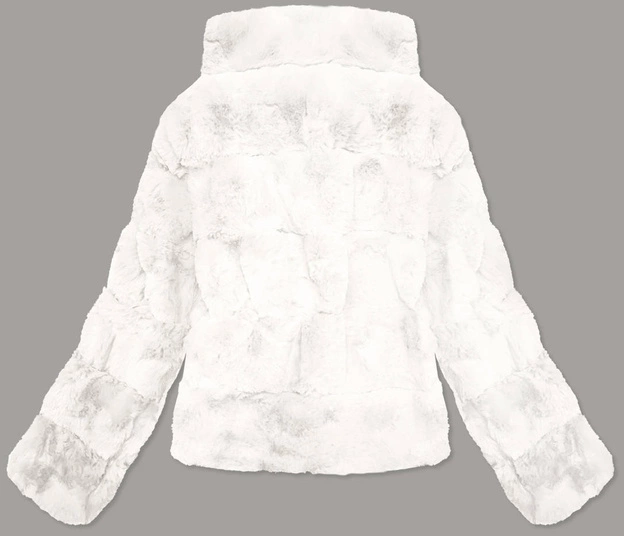 Krótka kurtka damska ze stójką futerko biała (br9749-26)