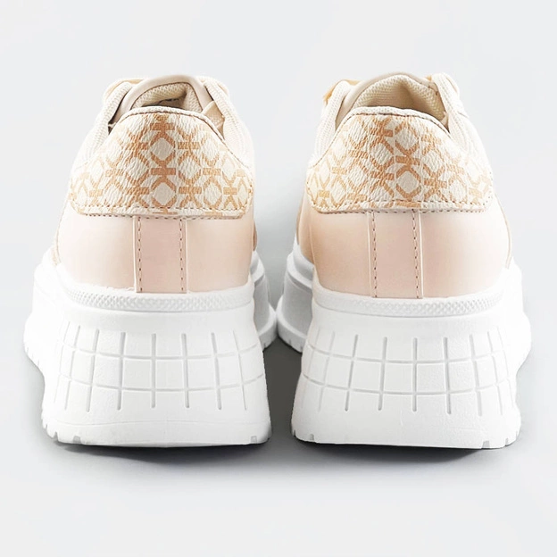 Sneakersy na grubej podeszwie beżowe (ad-576)