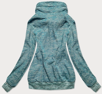 DAMSKA BLUZA SPORTOWA Z WYSOKĄ STÓJKĄ TURKUSOWA (58329)