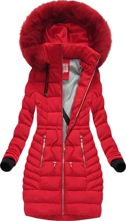 PIKOWANA KURTKA Z KAPTUREM CZERWONA (W143)