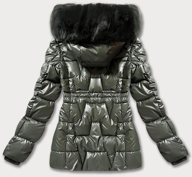 Kurtka zimowa damska ściągana w talii khaki S'west (B8177-11)