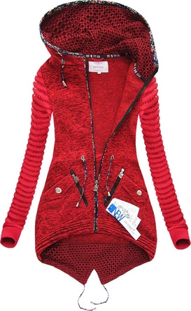 CIEPŁA BLUZA Z KAPTUREM CZERWONA (LX723)