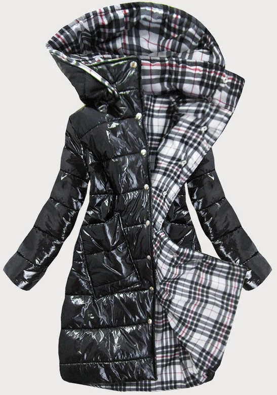 BŁYSZCZĄCA KURTKA ZIMOWA DAMSKA CZARNA (637ART)