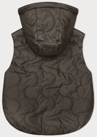 Krótki bezrękawnik damski z odpinanym kapturem BH Forever khaki (BH-2414)