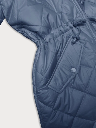 Dwustronna kurtka damska pikowana - futro niebieska (H-897-100)