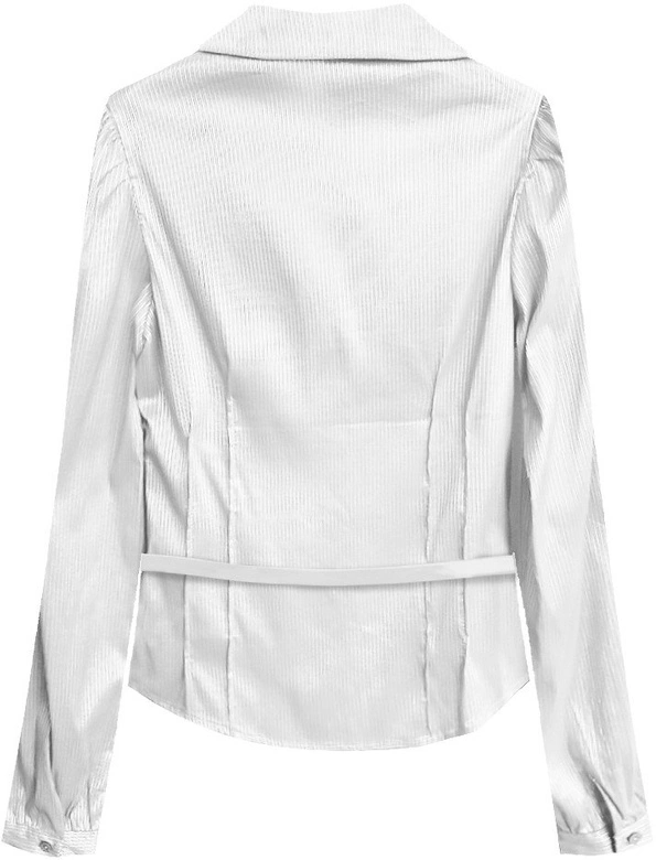 BŁYSZCZĄCA KOSZULA Z PASKIEM BIAŁA (X1007X)