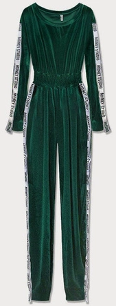 DŁUGI KOMBINEZON WELUROWY Z LAMPASAMI ZIELONY (627ART)