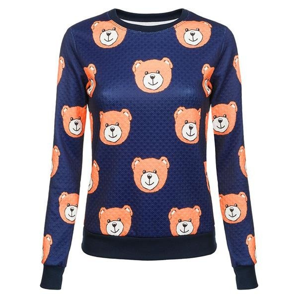 GRANATOWA BLUZA W ANIMOWANE MISIE (BL009)