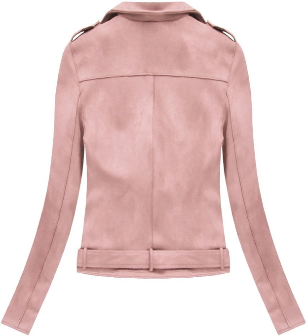 ZAMSZOWA DAMSKA RAMONESKA Z FUTERKIEM PUDROWY RÓŻ (6500)