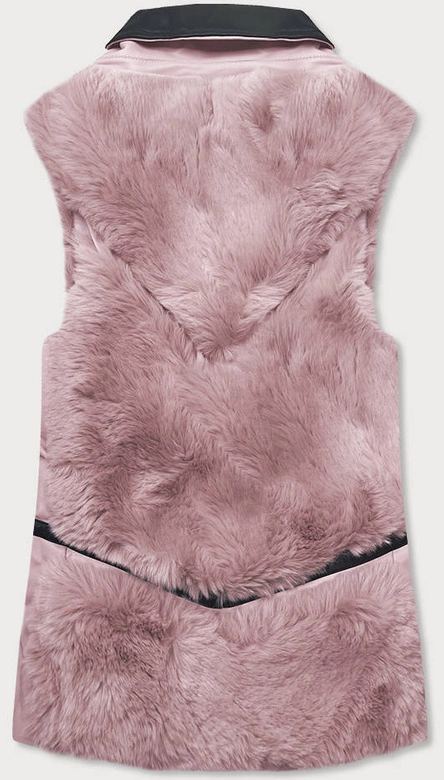 Elegancka kamizelka ekoskóra i futro róźowa (br9593-51)