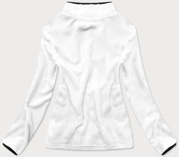 Pluszowa damska bluza ze stójką biało-czarna (hh002-45-1)