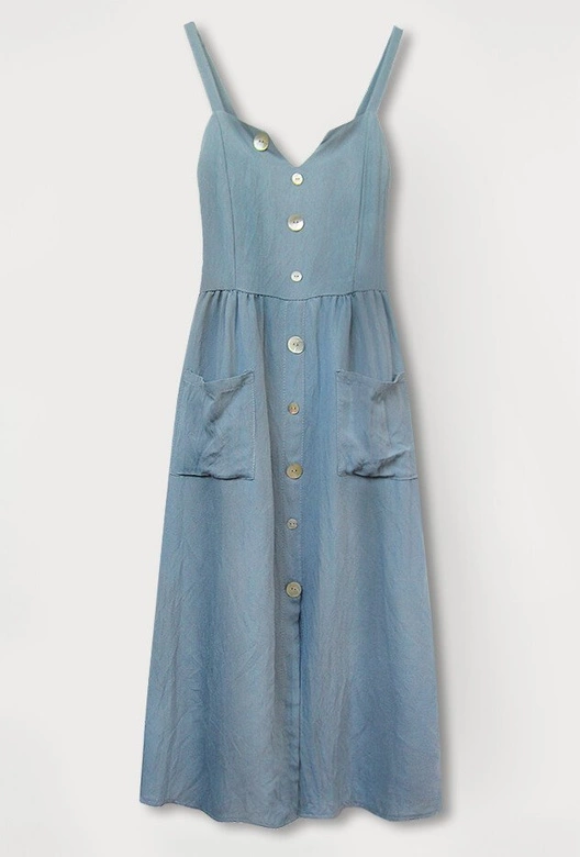 PROSTA SUKIENKA Z KIESZENIAMI NIEBIESKA (582ART)