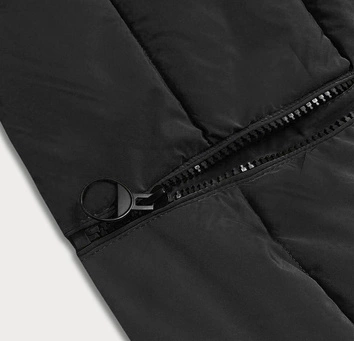 Zimowa kurtka damska z kapturem czarna (2M-21003)