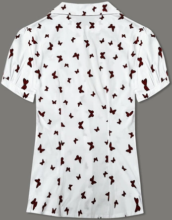 Bluzka z krótkim rękawem motyle biała (SSY16198D)