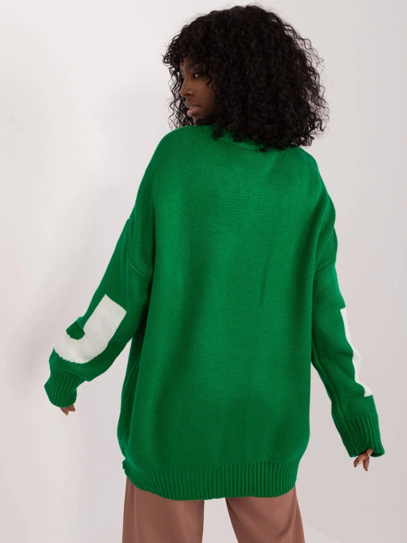 Damski sweter oversize zielony (8060)