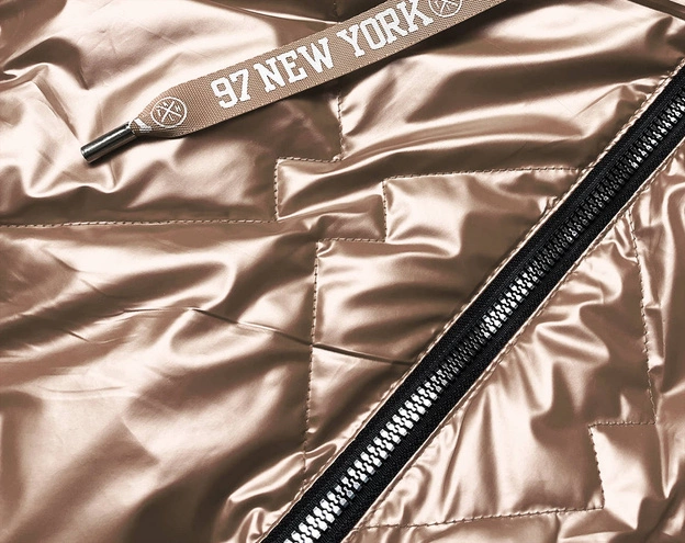 METALICZNY BEZRĘKAWNIK DAMSKI Z KAPTUREM ZŁOTY (HS-1817)