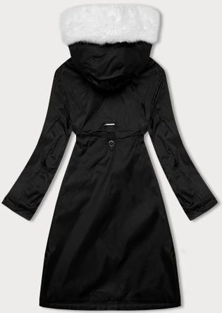 Parka damska zimowa z futerkiem S'West czarny-biały (R558-1026)
