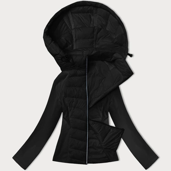 Pikowana kurtka damska z łączonych materiałów J Style czarna (16M9226-392)