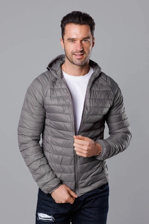 Pikowana kurtka męska z kapturem ciemnoszara (HM112-2)