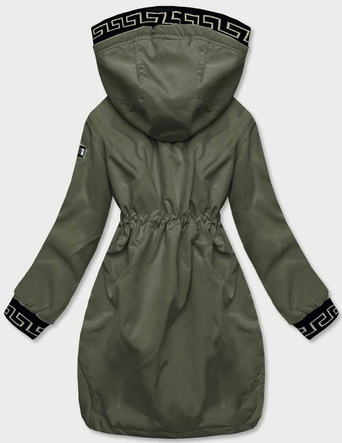 Kurtka damska z ozdobną lamówką khaki (B8139-11)