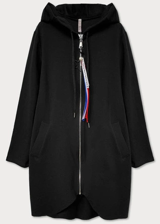 ROZPINANA BLUZA DAMSKA Z KAPTUREM CZARNA (21378)