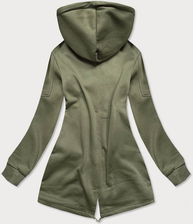 DŁUGA DAMSKA BLUZA Z KAPTUREM KHAKI (AMG705)
