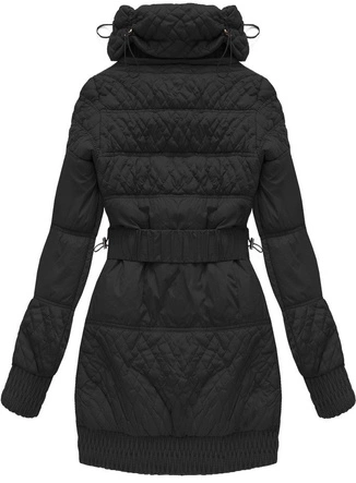 PIKOWANA KURTKA Z PASKIEM CZARNA (J6311W)