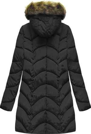 PIKOWANA KURTKA Z KAPTUREM CZARNA (X1801X)