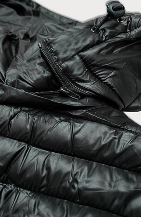 ZIMOWA BŁYSZCZĄCA KURTKA DAMSKA CZARNA (7723PLUS)