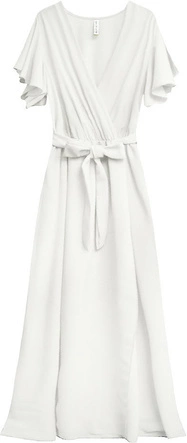 SUKIENKA MAXI Z KOPERTOWYM DEKOLTEM BIAŁA (360ART)