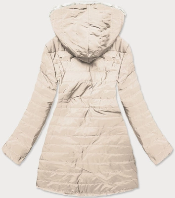 LEKKA KURTKA ZIMOWA DAMSKA FUTRO 2 W 1 ECRU (39039)