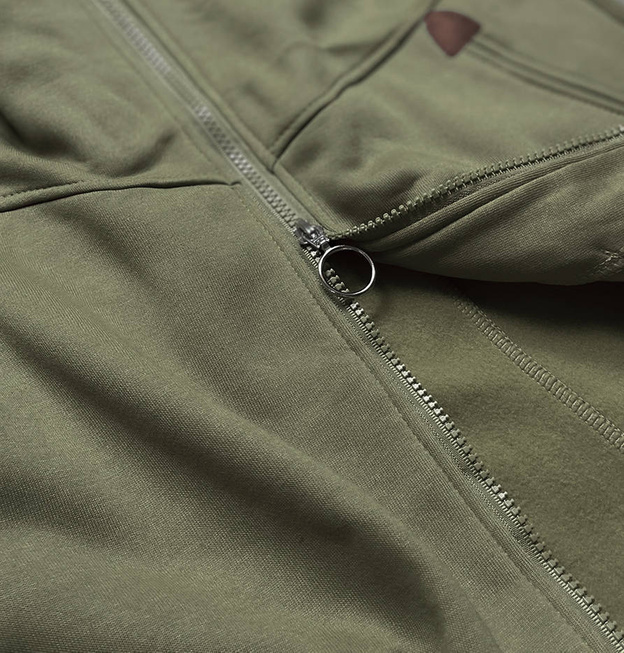 DŁUGA DAMSKA BLUZA Z KAPTUREM KHAKI (AMG705)