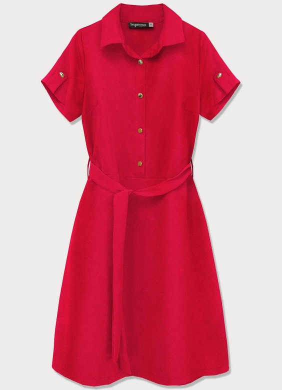 SUKIENKA Z KOŁNIERZYKIEM TYPU SZMIZJERKA CZERWONA (431ART)