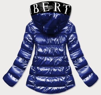 Metaliczna kurtka damska z kapturem niebieska (xw808x)