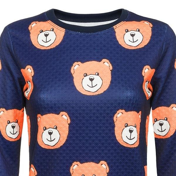 GRANATOWA BLUZA W ANIMOWANE MISIE (BL009)