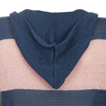 DŁUGI SWETER Z KAPTUREM GRANATOWO-RÓŻOWY (122ART)