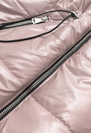 Błyszcząca kamizelka z kapturem beżowa (B8130-51)