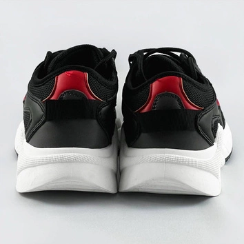 Sznurowane sneakersy z kolorowymi wstawkami czarne (6346)