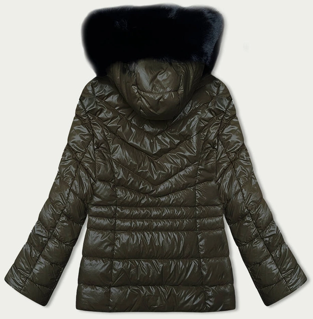 Pikowana kurtka zimowa damska khaki (V775)